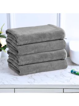 Black Gold - Bath Towels 400 Gsm Lightweight Ultra-Soft Plain Grey (Pack Of 4)
