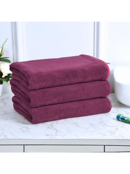 Black Gold - Bath Towels 400 Gsm Lightweight Ultra-Soft Plain Wine (Pack Of 3)
