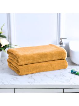 Black Gold - Bath Towels 400 Gsm Lightweight Ultra-Soft Plain Yellow Pack Of 2