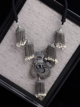 PANASH - Silver-Toned White Pearls German Silver Oxidized Necklace