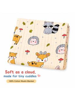 Chinmay Kids - Beige Baby Muslin Blanket for Newborn Babies | 100% Cotton Muslin Swaddle Blanket