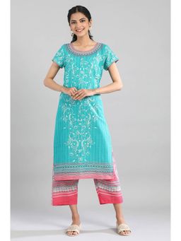 Aurelia - Navigate Green Cotton Printed Kurta
