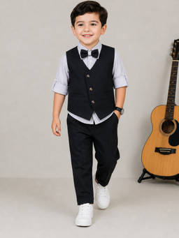 BAATCHEET - Cotton Full Sleeves Party Suit - Black