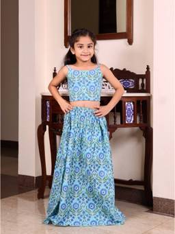 Evaraah - Bluebell Breeze Cotton Top with Skirt
