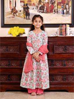 Evaraah - Gulbahar Anarkali Kurta with Pant & Dupatta