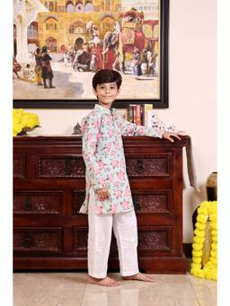 Evaraah - Rosewood Bloom Cotton Kurta with Pyjama
