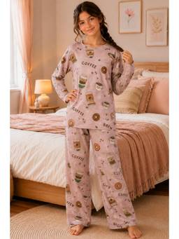 TotzTouch - Printed Sleepwear Full Sleeve T-Shirt with Pyjama