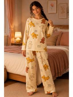 TotzTouch - Printed Sleepwear Full Sleeve T-Shirt with Pyjama