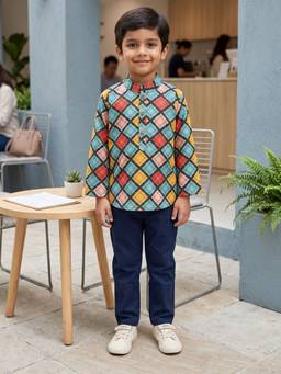 Desi Soota - Multicolor Cotton Rhombus Kurta