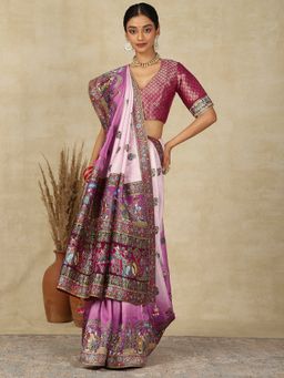 Akhilam - Womens Viscose Silk Mauve Woven Designer Saree with Unstitched Blouse