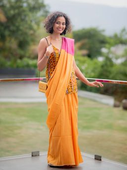 Suta - Multi-Color Cotton Blend Saree Without Blouse