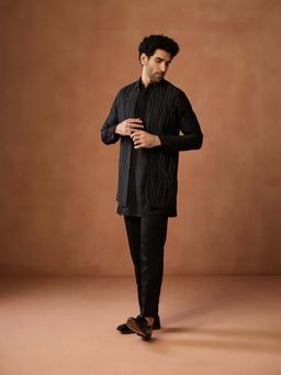 KISAH - Men Kurta & Trouser With Front Open Embroidered Long Jacket