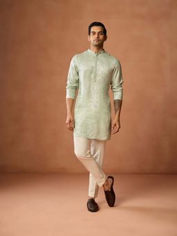 KISAH - Men Mint Green Silk Blend Kurta With Trouser