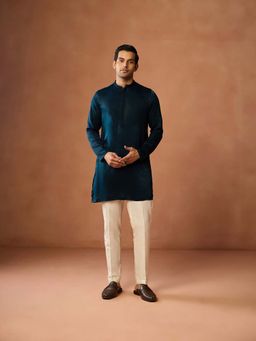 KISAH - Men Teal Silk Blend Kurta With Trouser