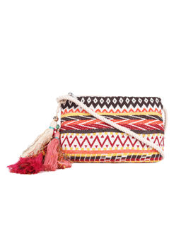 Astrid - Off White Women Woven & Tassels Sling Bag
