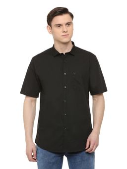 Allen Solly - Men Black Solid Half Sleeves Casual Shirt
