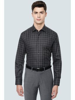 Louis Philippe - Men Black Regular Fit Checks Full Sleeves Formal Shirt