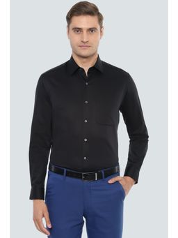Louis Philippe - Men Black Regular Fit Solid Full Sleeves Formal Shirt