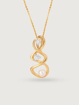 Mia by Tanishq - Lively Twist 14 Kt Gold & Pearl Pendant