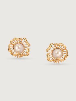 Mia by Tanishq - Floral Whispers 14 Kt Gold & Pearl Stud Earrings