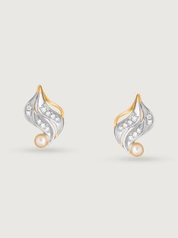 Mia by Tanishq - Cascading Rivulet 14 Kt Pearl & Diamond Stud Earring