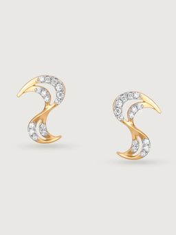 Mia by Tanishq - Golden Surf 14 Kt Gold & Diamond Stud Earrings