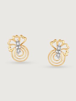Mia by Tanishq - Floral Swirls 14 Kt Gold & Diamond Stud Earring