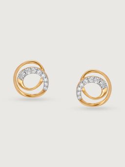 Mia by Tanishq - Swirl Elegance 14 Kt Gold & Diamond Stud Earrings