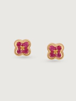 Mia by Tanishq - Ruby Blossom 14 Kt Gold & Diamond Stud Earrings