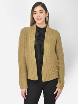 Latin Quarters - Beige Full Sleeve Straight Shrug