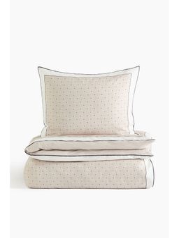 H&M - Beige Cotton Sateen Single Duvet Cover Set