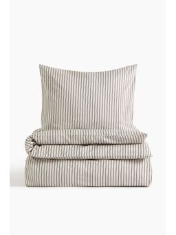 H&M - Beige Cotton Sateen Single Duvet Cover Set