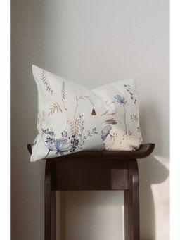 H&M - White Printed Canvas Cushion Cover
