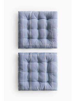H&M - Blue 2-Pack Patterned Linen-Blend Seat Cushions