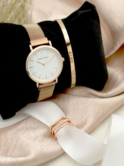 Joker and Witch - Joker & Witch White Stainless Steel Watch and Bracelet With Ring (Set of 3)