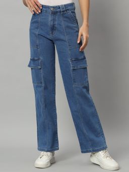 BROOWL - Womens Cargo Blue Jeans