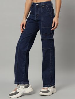 BROOWL - Womens Cargo Navy Blue Jeans