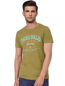Jack & Jones - Green Graphic Print Crew Neck T-shirt