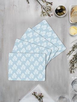 Space of Joy - Dust Blue Autumn Leaf Premium Printed Rectangular MDF Wooden Placemats