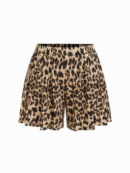 Cider - Solid Elastic Waist Wide Leg Shorts Curve & Plus