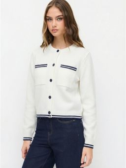 Cider - Round Neckline Solid Button Cardigan