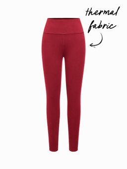 Cider - Thermal Cotton-blend Mid Rise Solid Leggings