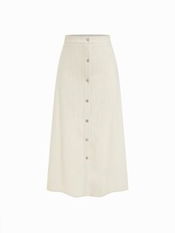 Cider - Corduroy Mid Rise Solid Button Ruffle Skirt