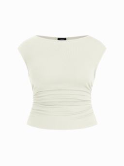 Cider - Boat Neck Ruched Tank Top Curve & Plus