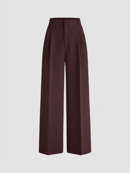 Cider - Mid Rise Pleated Wide Leg Trousers