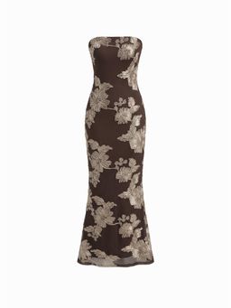 Cider - Jacquard Bandeau Floral Mermaid Dress