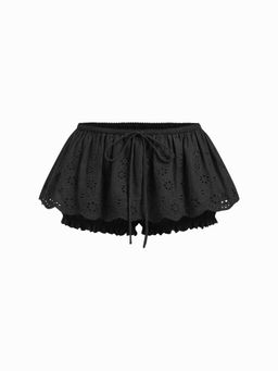Cider - Cotton Low-Rise Broderie Anglaise Bubble Hem Micro Skort for Women