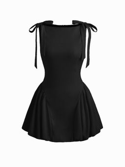 Cider - Boat Neck Bowknot Bubble Hem Dress