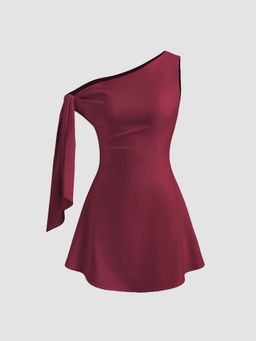 Cider - Asymmetrical Neck Knotted Dress