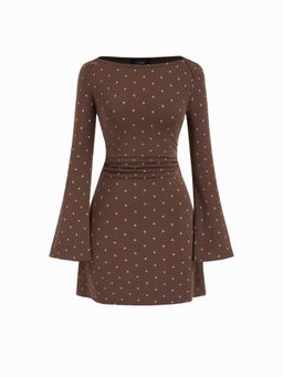 Cider - Cotton-blend Ruched Bell Sleeve Dress